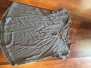 American Eagle Soft & Sexy Charcoal Grey Lace-Up V-Neck Tee